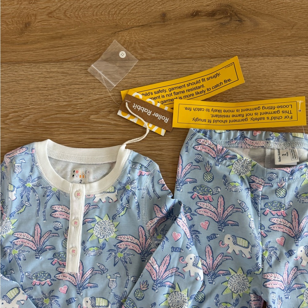 Roller Rabbit Pastel Kids Pajama Set - Picture 2 of 2